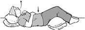 Clip-art Lady on Pillows Doing Breathing Exercise